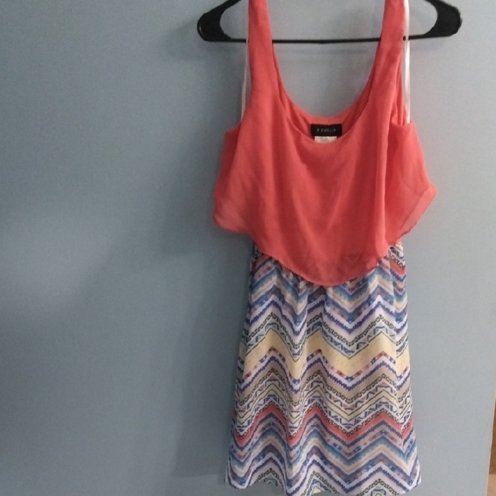 B Darling Orange Pink Sundress Sleeveless Mini